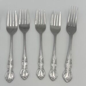 Nasco Elizabethan II Stainless Steel Forks Set of 6 Japan Floral Scroll Design